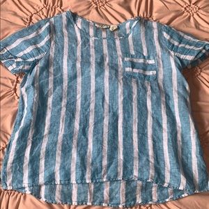 blue and white tunic